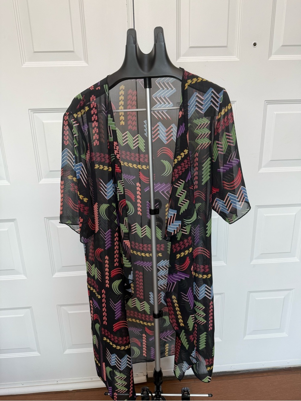 Sheer Black Geometric Patterned Wrap - Multi Color